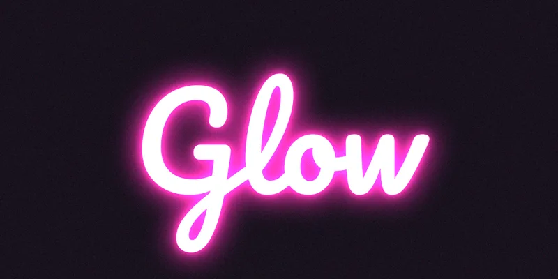 Photo of a pink neon sign that says Glow